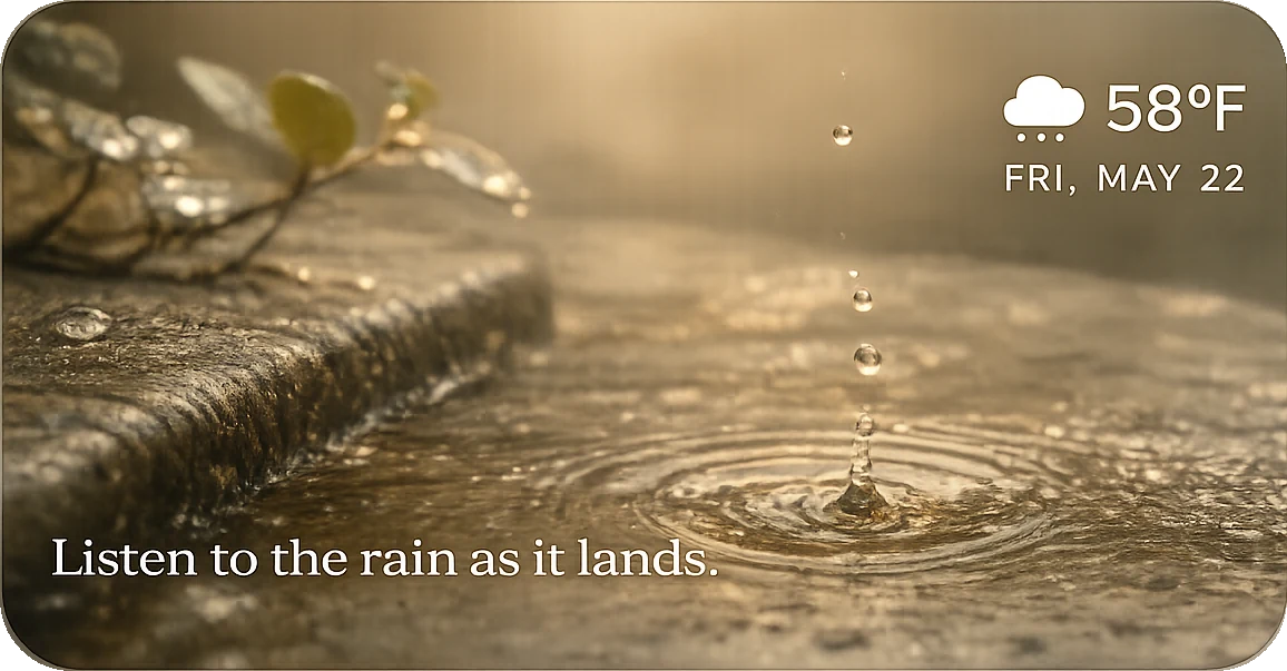 Presence widget — Listen to the rain as it lands.